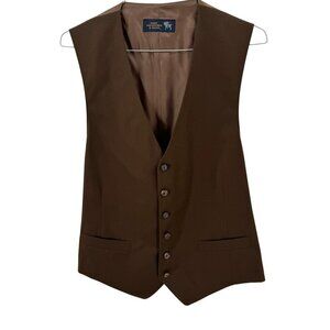 Hart Schaffner & Marx Mens Brown Formal Vest Size 44R Button-Front Design Satin